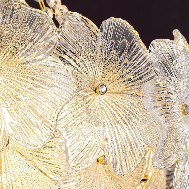 法式水晶厅吊漫灯浪EXC四客叶花瓣网主灯餐厅红主卧室玻璃欧式灯