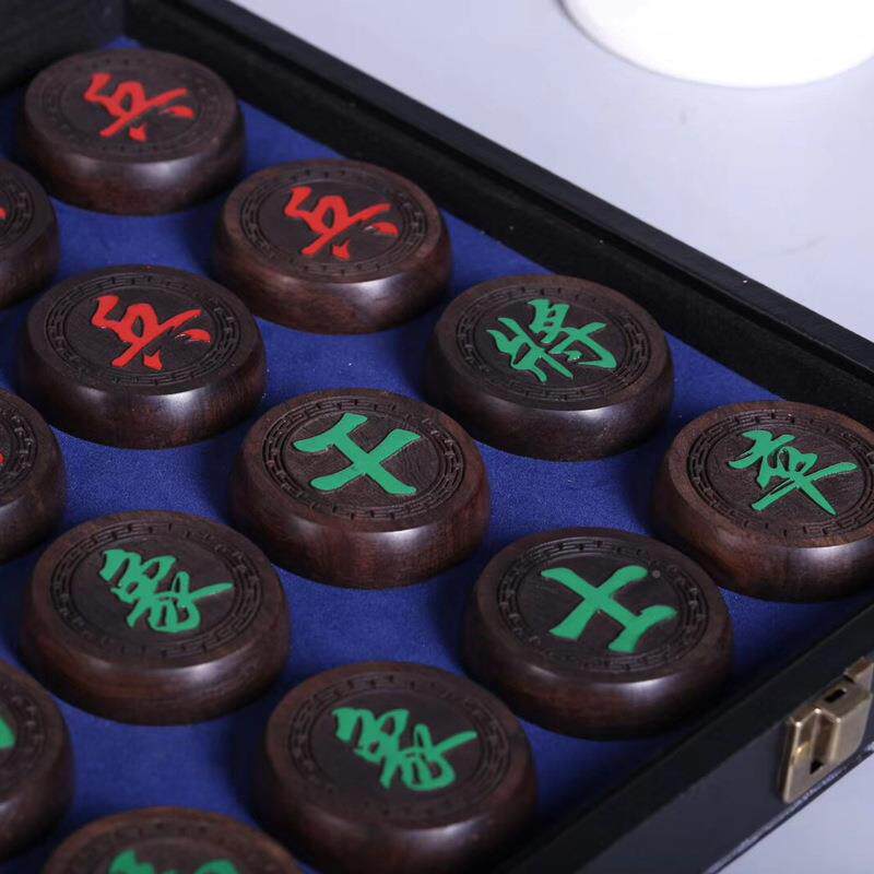 中L国VCK盘象棋套装黑檀木质手刻工雕棋厂家加OGO