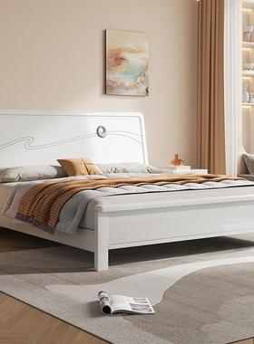 白色人实木床.5m实床现代简约1木工厂直销双人床A5#主卧单双床储