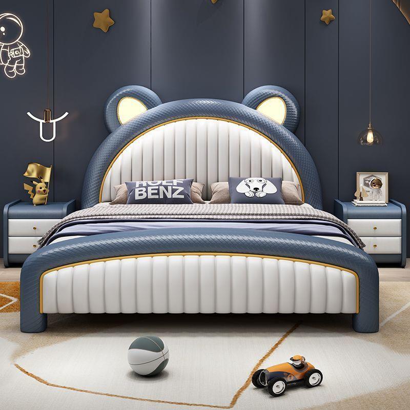 BBM609-1儿童床男孩汽车床轻奢现代实木真皮床青少年单人床男童软