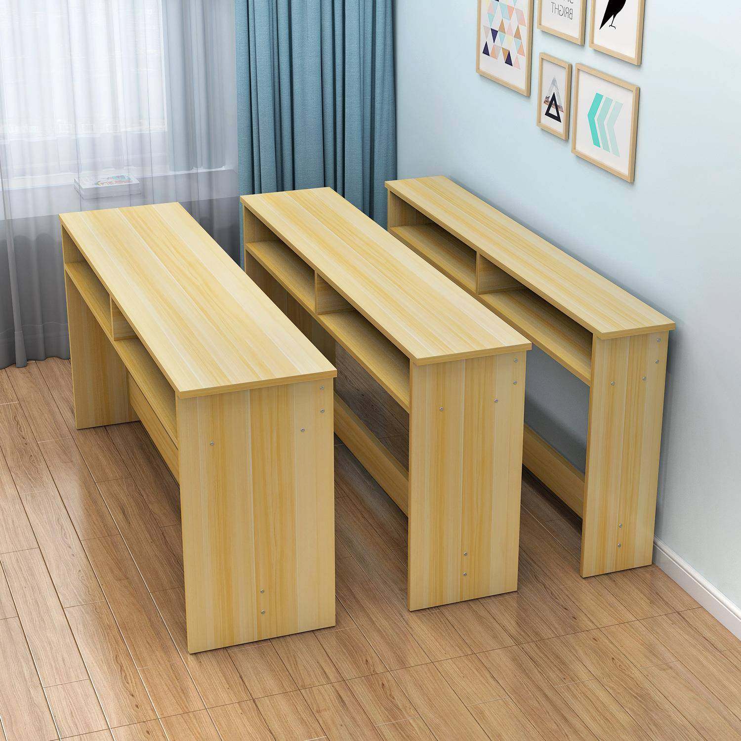 办公桌长条桌窄桌子床边长方形二层桌子家用双层办公电脑桌写字台