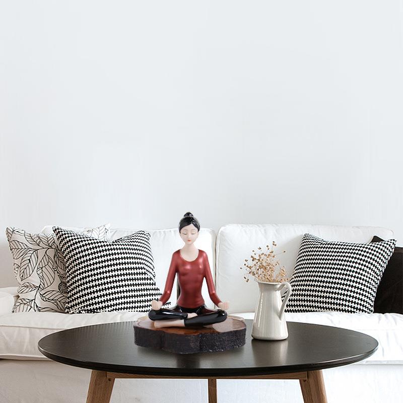 直销创意瑜伽少女摆件陶瓷工艺家居饰品抽象人物壁柜小摆件