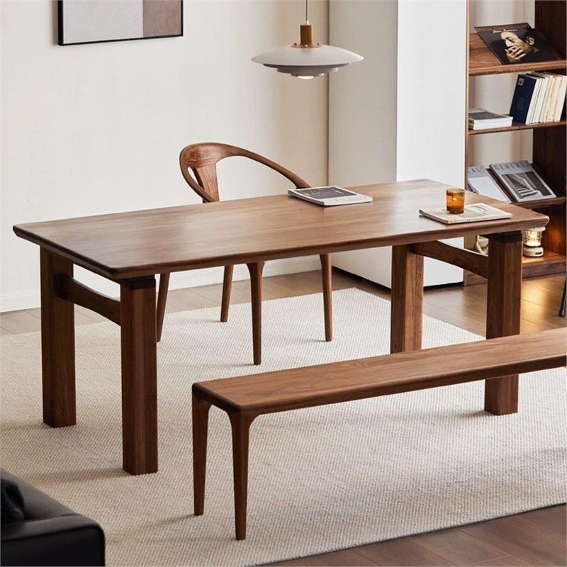 北美黑胡桃实木餐桌现代简约樱桃木原木客厅餐桌多功能书桌大板桌