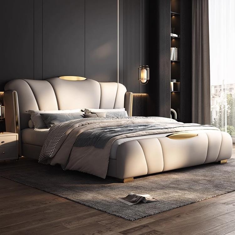 轻奢真皮床1.8米现代简约主主卧2.2米储物软体婚床小户型1.5米