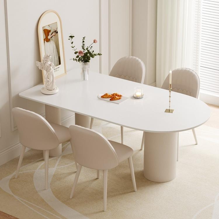 岩板岛台餐桌一体小户型家用简约现代轻奢网红家庭奶油风餐桌椅