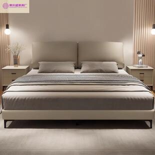 大象耳朵真皮床轻奢主卧1.8米大床双人意式极简1.5米婚床皮艺床