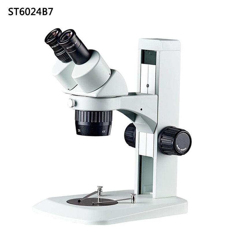 ST6024B7体视显微镜小底板立臂调焦升降组10X20X30X40X两档变倍