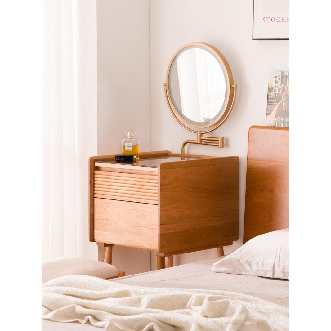 日式实木梳妆台小型50cm卧室超窄化妆台40cm小户型迷你玻璃化妆桌