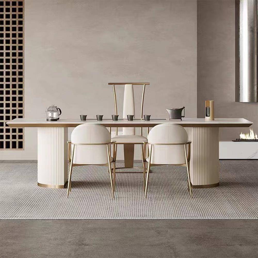 轻奢岩板茶台高端现代别墅大户型茶桌书桌一体两用创意简约泡茶桌