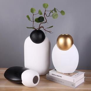 简约家居陶瓷花瓶摆件北欧插花高级感盆栽样板房软装饰磨砂工艺品