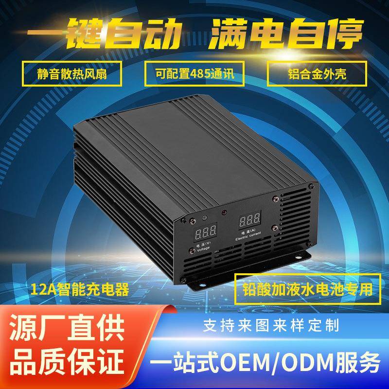 湘阳汽车电瓶智能充电器72v48V24V12A铅酸加液水电池专用充电器