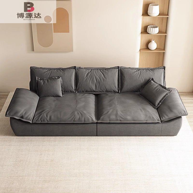 欧式简约沙发科技布艺客厅小户型现代极简轻奢三人位直排帆船沙发