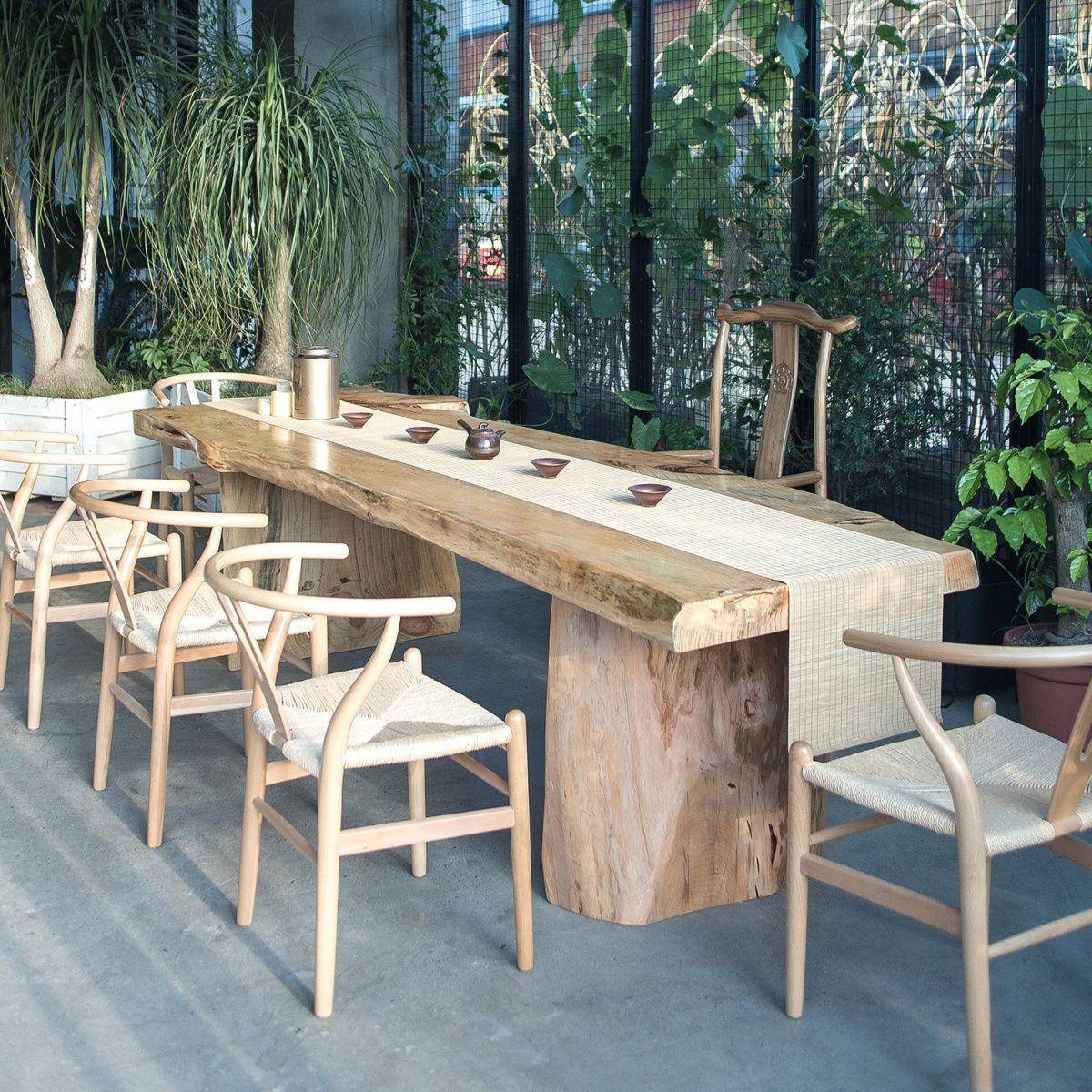 北欧原木整板泡茶桌实木客厅茶几办公洽谈泡茶台新中式茶桌椅组合