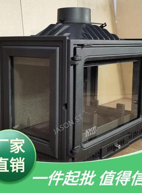 炉木柴火炉燃三面观火取暖民宿铸铁壁炉家用真火内嵌式杰森嵌入式