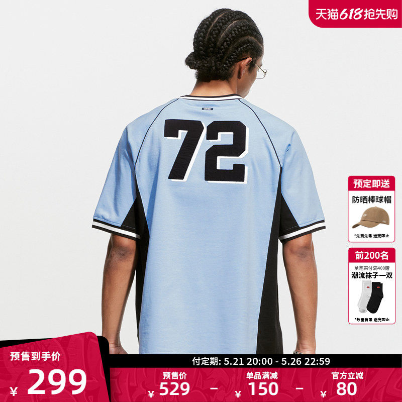 【明星同款】ecko红犀牛美式印花拼接圆领短袖26夏新款插肩袖t