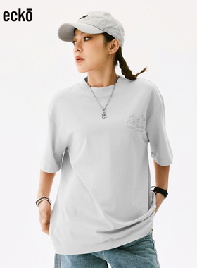 ecko红犀牛 短袖t恤男2025新款凉感洋气时髦减龄时尚灰色上衣女夏