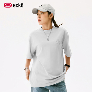 ecko红犀牛 短袖t恤男2025新款凉感洋气时髦减龄时尚灰色上衣女夏