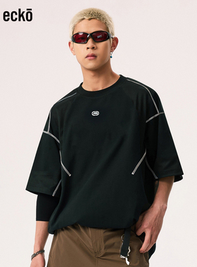 ecko红犀牛 男士t恤2025新款黑色夏季凉感短袖青少年圆领白色上衣