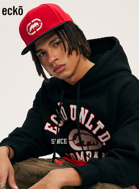 ecko红犀牛  刺绣重磅加绒保暖连帽卫衣男女2025秋季新款情侣外套