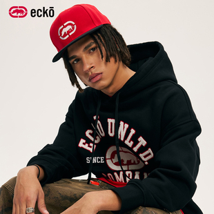 ecko红犀牛  刺绣重磅加绒保暖连帽卫衣男女2025秋季新款情侣外套