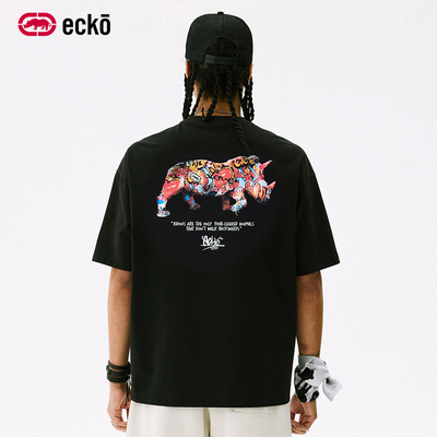ecko红犀牛涂鸦圆领短袖t恤