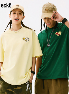 ecko红犀牛 夏季全棉凉感情侣短袖t恤男女2025新款青少年印花上衣