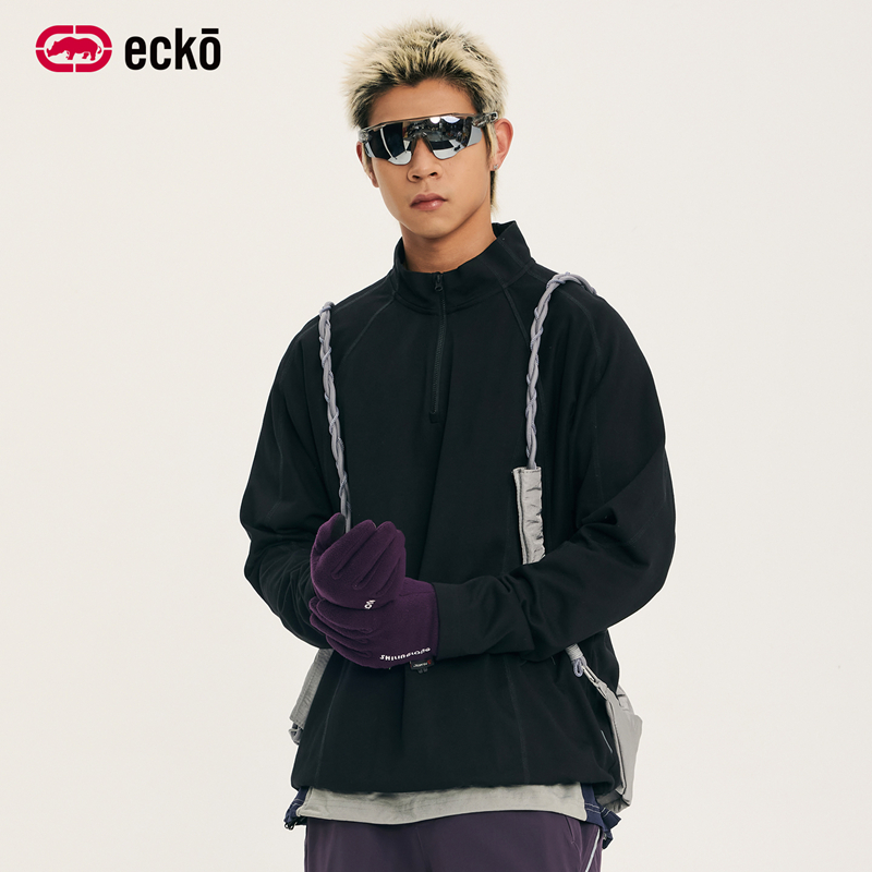 ecko红犀牛半高领半拉链长袖t恤