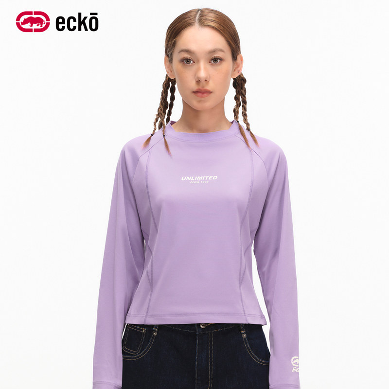 ecko红犀牛 短款修身跑步运动长袖t恤女2026春季新款圆领女士上衣,女装/女士精品,T恤,淘宝优惠券,粉丝福利购,淘宝优惠卷