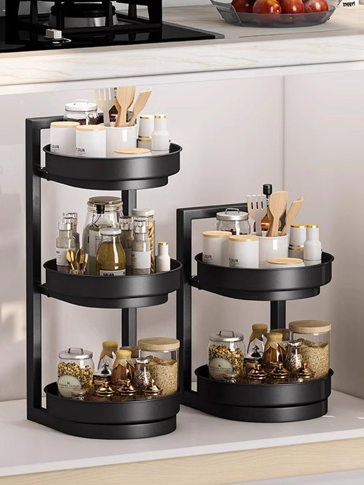 厨房可旋转调料架调料架双层家用台面转角调料架