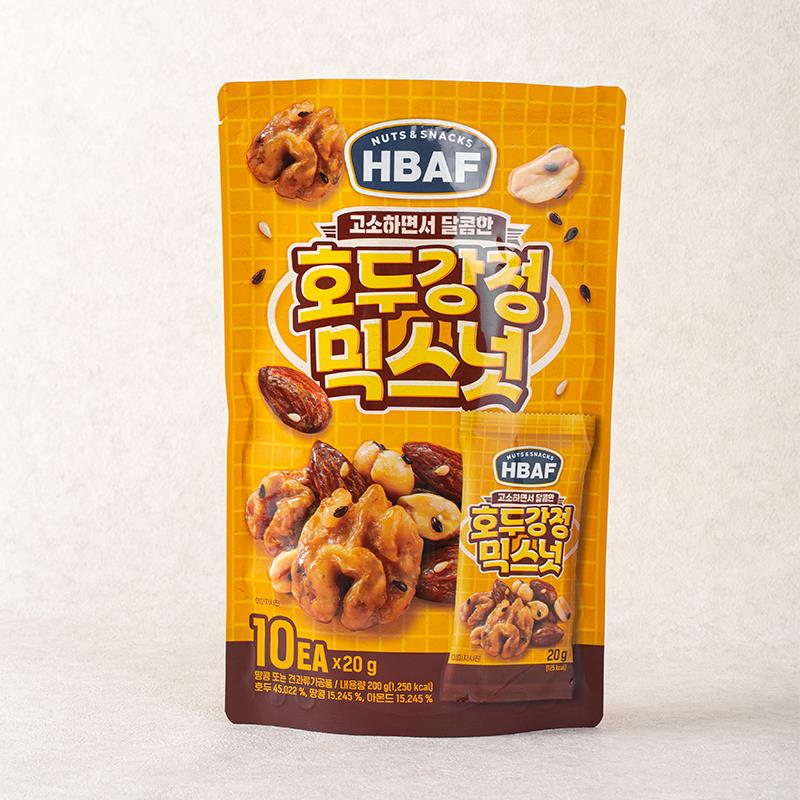 韩国进口HBAF芭蜂核桃蜜饯焦糖芝麻扁桃仁小零食琥珀花生混合坚果