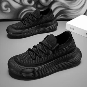 男士轻便透气防臭网鞋男鞋夏季新款飞织网面休闲一脚蹬软厚底运动