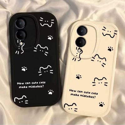 适用vivoY36手机壳Y36m新款Y36i5G硅胶vivov软vovoy36s线条猫咪viv0女voviy36t全包V2318A防摔vivi外壳vivo丫