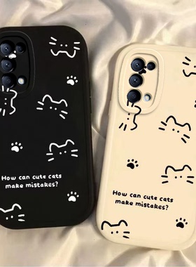 适用oppoReno5手机壳reno5pro硅胶Reno5K全包防摔Reno5pro+新款opopreno女opρo保护套0pp0线条猫咪opren五软