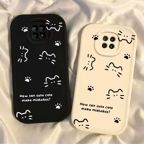 适用小米红米note9手机壳4G版redminote9pro新款硅胶套全包防摔redmi女not九4g5g软线条猫咪钢化膜M2010J19SC