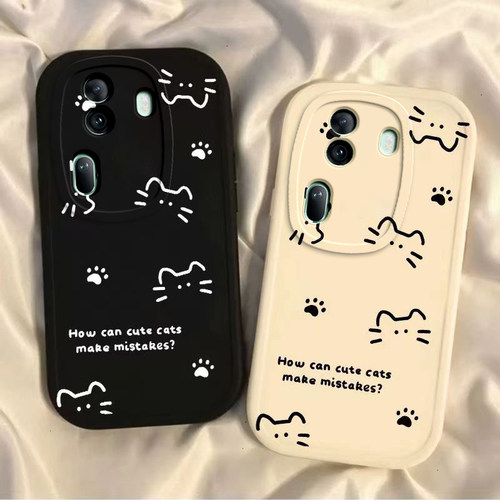 适用opporeno11/12pro手机壳10新款reno9pro+可爱线条猫reno8se/7/6硅胶套reon5k女rone4卡通reno3防摔2Z全包