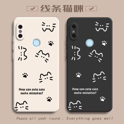 适用红米Note5手机壳小米RedmiNote5保护MEE7S套Redmi新款noto液态硅胶nont全包防摔n0te外壳not女简约猫咪
