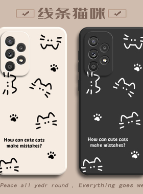 适用三星A33手机壳SM一A3360保护套samsung新款5g外壳galaxy盖乐世a335g液态硅胶samsungA全包防摔简约猫咪女