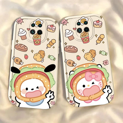 适用红米10x手机壳5G版小米redmi10x保护套redmⅰ硅胶note防摔全包redmix新款x5g外壳M2004J7AC可爱汉堡情侣