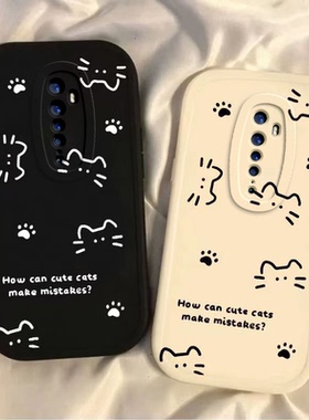 适用oppoReno2手机壳reno2F新款磨砂硅胶套Reno2Z全包线条猫咪opopreno女0pp0潮oppreno软opreno防摔opporeon