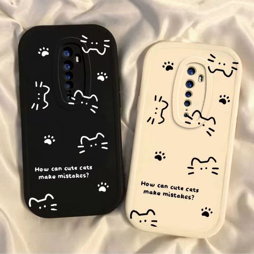 适用oppoReno2手机壳reno2F新款磨砂硅胶套Reno2Z全包线条猫咪opopreno女0pp0潮oppreno软opreno防摔opporeon