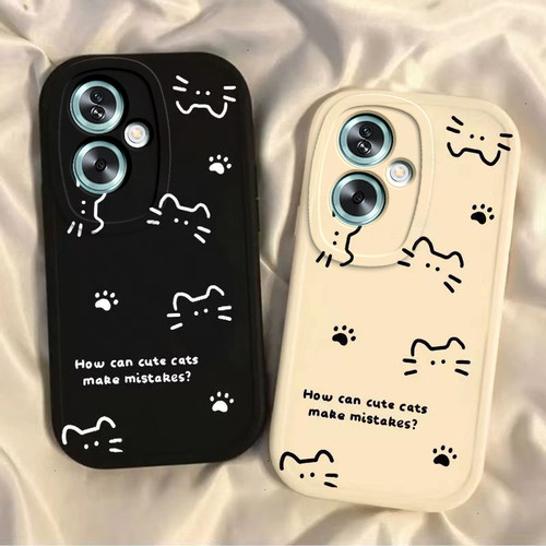 适用oppoa2/a3pro手机壳a58新款a93s可爱线条猫opopa96硅胶A575G外壳a11x卡通a32全包防摔a72套a35女a91软a83