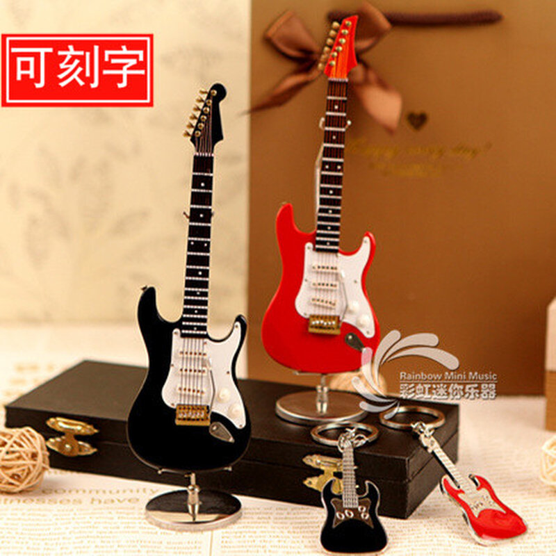 木制迷你电吉他模型乐器摆件送老师男女朋友生日礼物1/6兵人BJD用,家居饰品,装饰摆件,淘宝优惠券,粉丝福利购,淘宝优惠卷