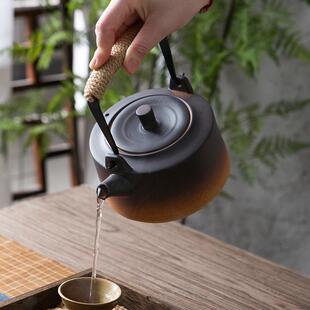 家用电陶炉煮茶壶茶具烧水炉陶瓷烧水壶侧把煮茶器围炉煮茶粗陶壶
