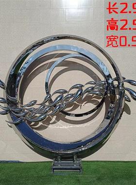户外不锈钢鱼雕塑定制镜面金属鱼群水景景观高端庭院简约落地摆件