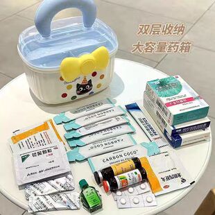 新款可爱药盒多功能医药箱大容量便携式药品收纳盒家用宿舍急救箱