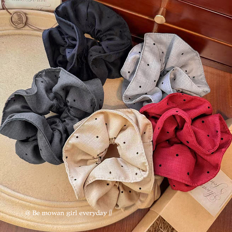 韩系秋冬双层波点大肠发圈高级感