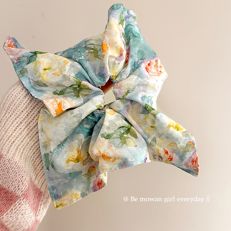 小清新油画碎花方巾大肠发圈大号