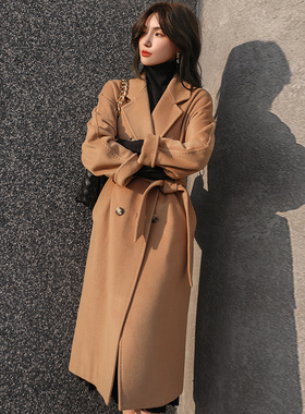 悦戎带里衬山羊绒大衣女中长款秋冬羊毛呢外套女加厚101801大衣