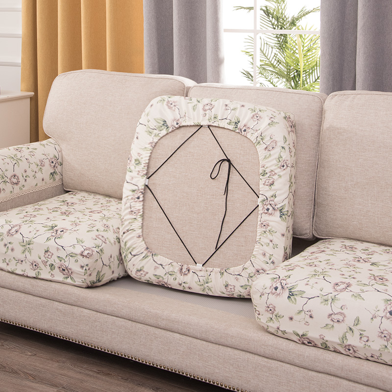 四季田园布艺全包组合沙发坐垫套 欧式防滑沙发笠套沙发罩定制