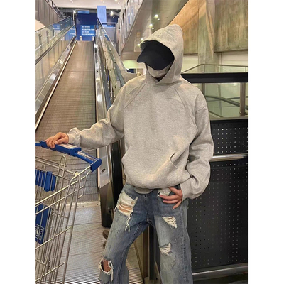 大码300斤美式复古连帽卫衣男女